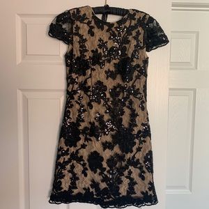 Sequined black & tan mini dress